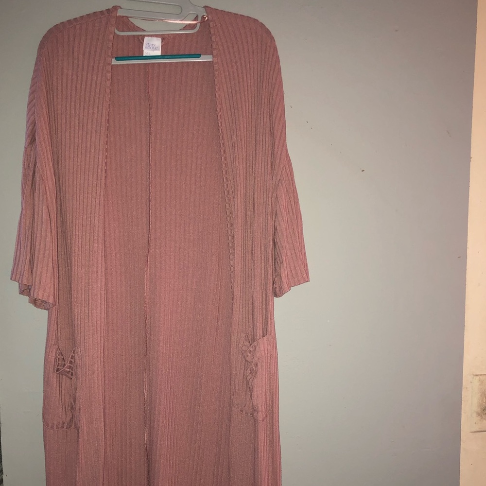 Long pink cardigan